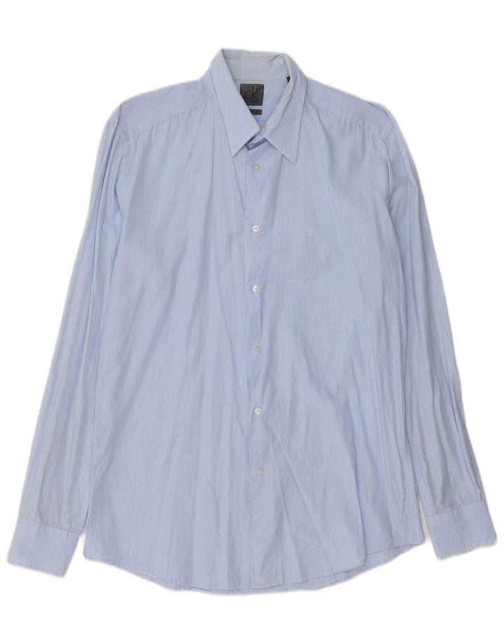 CALVIN KLEIN Herre Slim Fit Skjorte Stor Blå Nålestribe