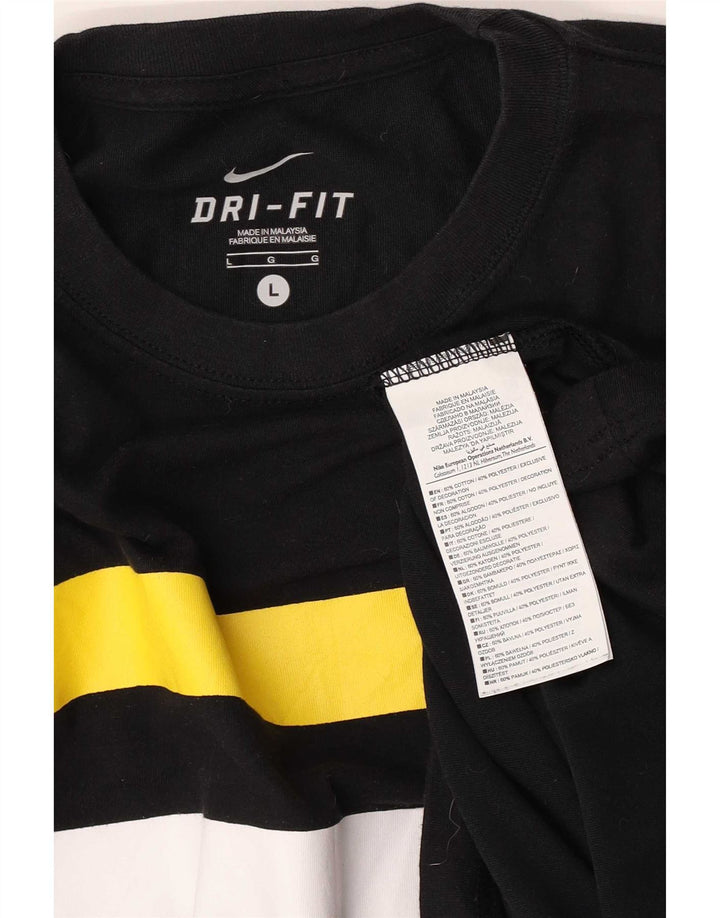 Nike Herre Dri Fit T-Shirt Top Stor Sort Colourblock Polyester
