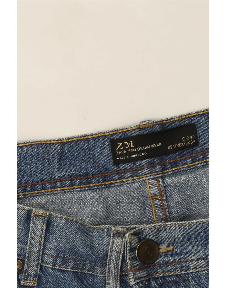 Zara Straight Jeans til mænd EU 34 Large W34 L31 Blå