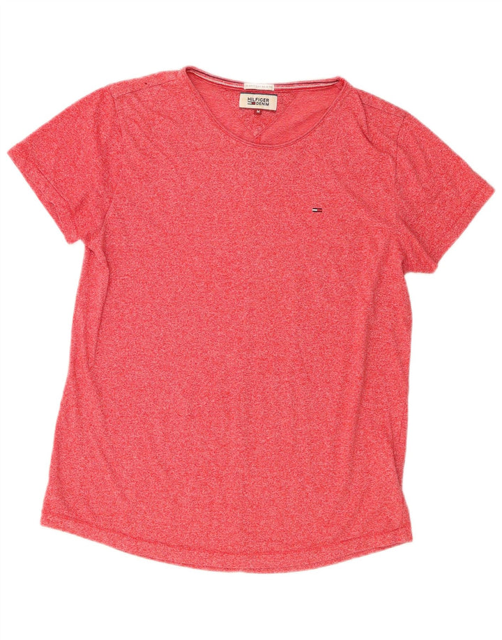 Tommy Hilfiger Dame T-Shirt Top UK 14 Medium Pink Flecked Polyester