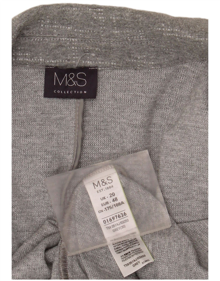 Marks & Spencer Dame 3/4-ærmet åben blazerjakke UK 20 2XL Grå Bomuld