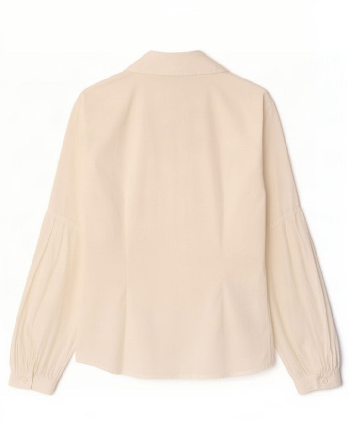 Benetton Womens Flæse Front Shirt UK 14 Medium White Bomuld