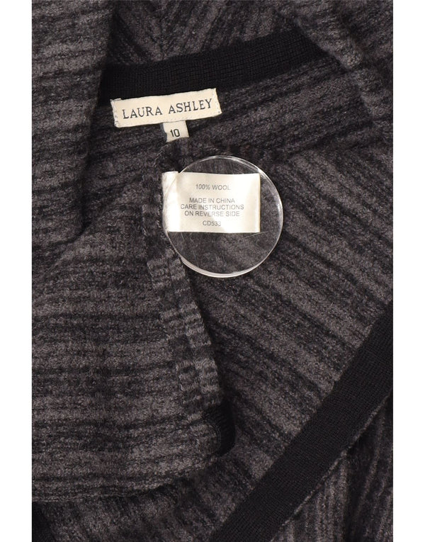 Laura Ashley Womens Open Cardigan Sweater UK 10 Small Gråstribet Uld