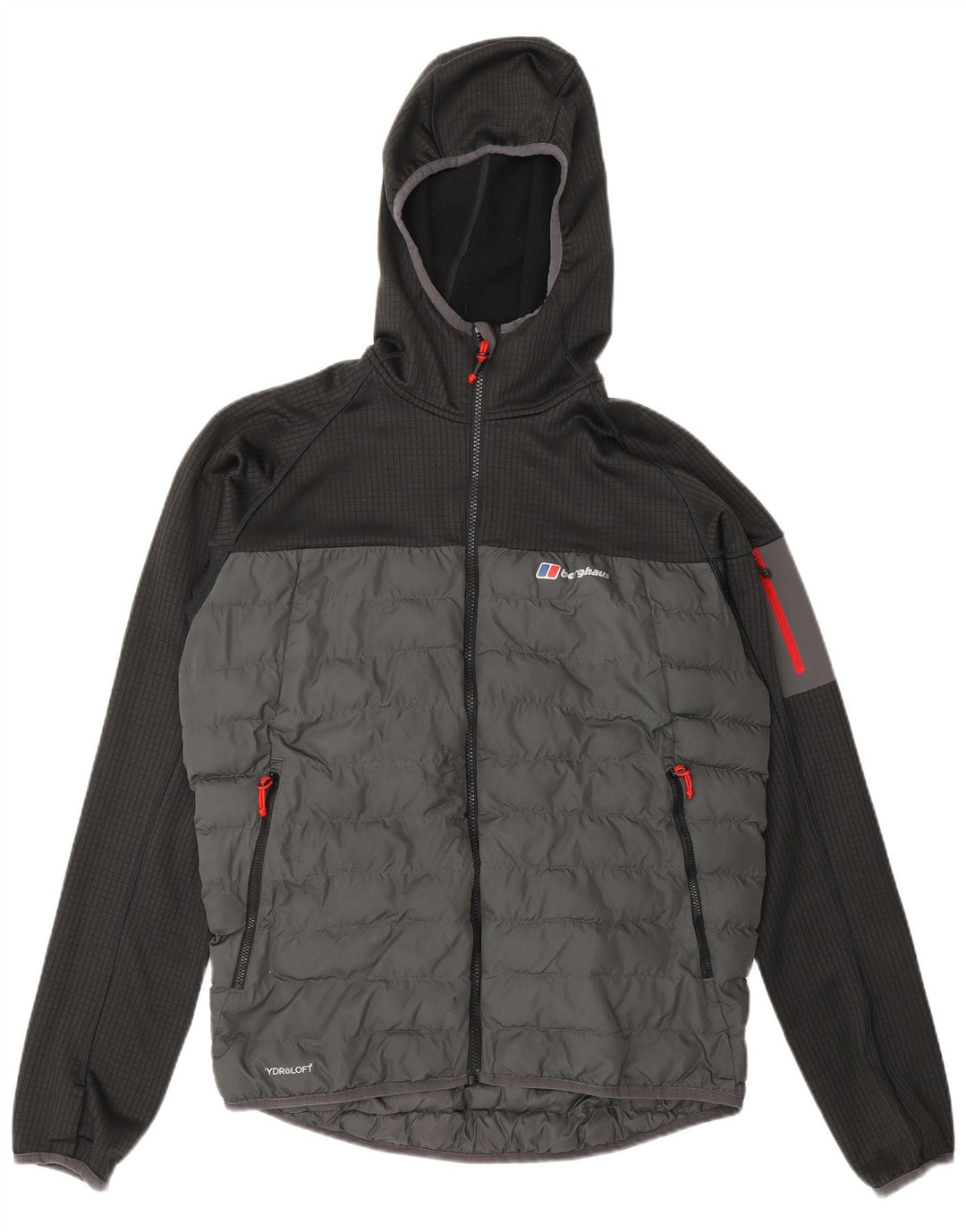 BERGHAUS Herre hættepolstret jakke UK 38 Medium Grey Colourblock Polyester