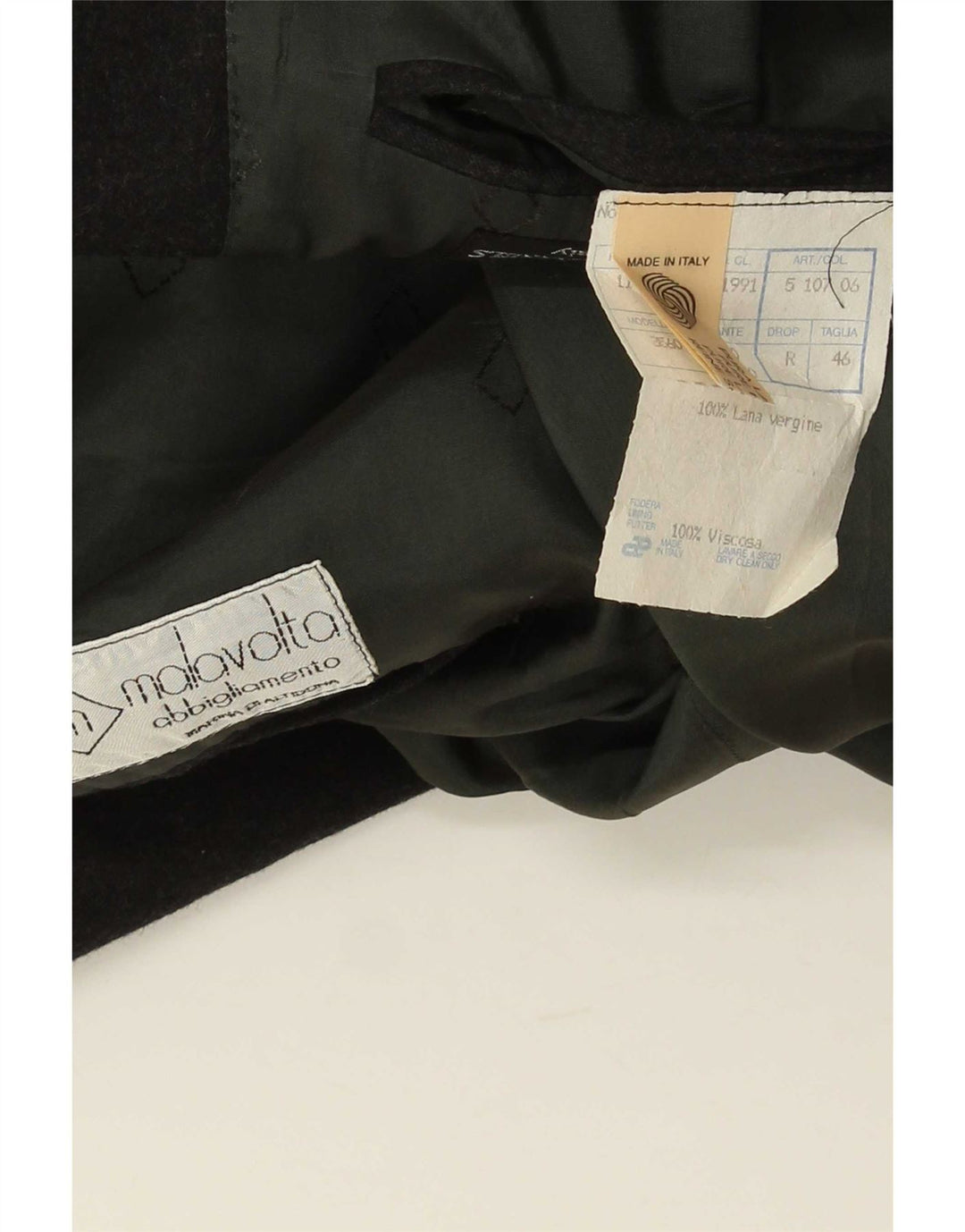 Vintage herre dobbeltradet blazerjakke IT 46 Lille sort uld