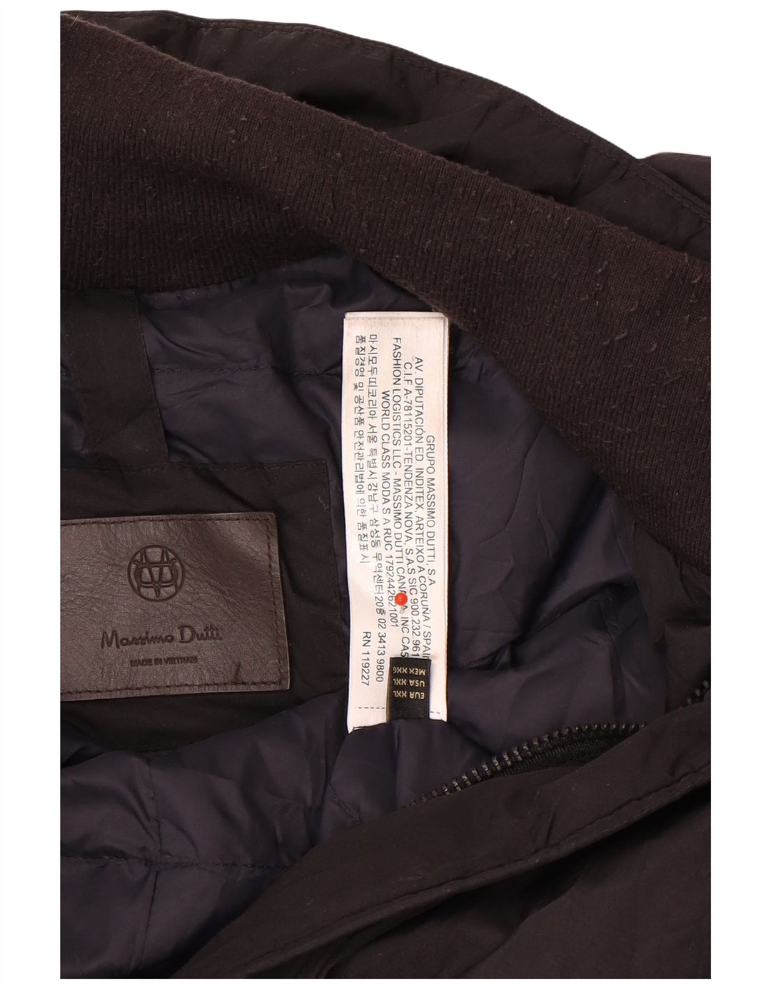 Massimo Dutti Herre Polstret Frakke UK 44 2XL Sort Polyester