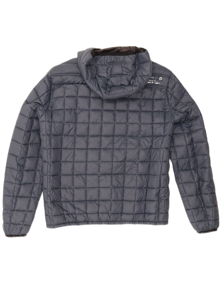 Replay Dame Hætte Polstret Jakke UK 16 Large Navy Blue Polyamide
