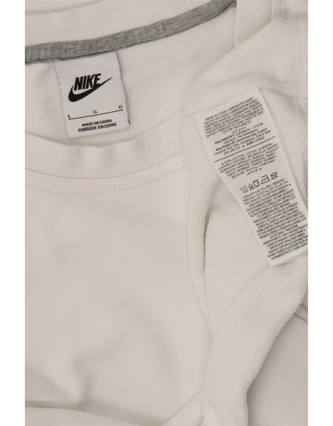Nike Dame Sweatshirt Jumper UK 16 Stor hvid bomuld