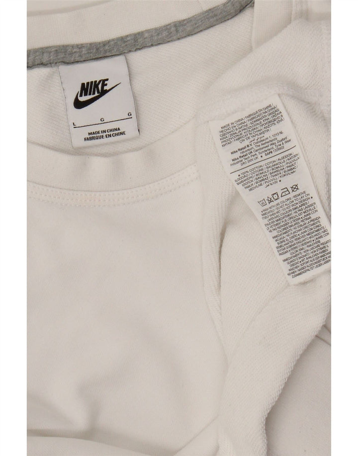 Nike Dame Sweatshirt Jumper UK 16 Stor hvid bomuld