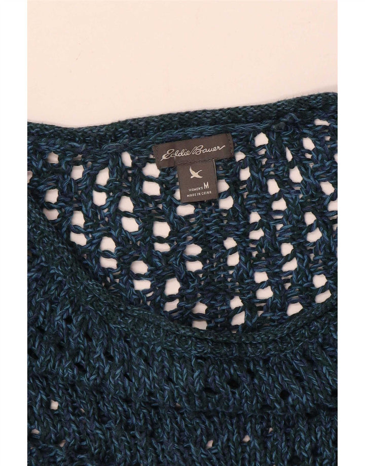 Eddie Bauer Dame Oversized Boat Neck Jumper Sweater UK 14 Medium Navy Blu