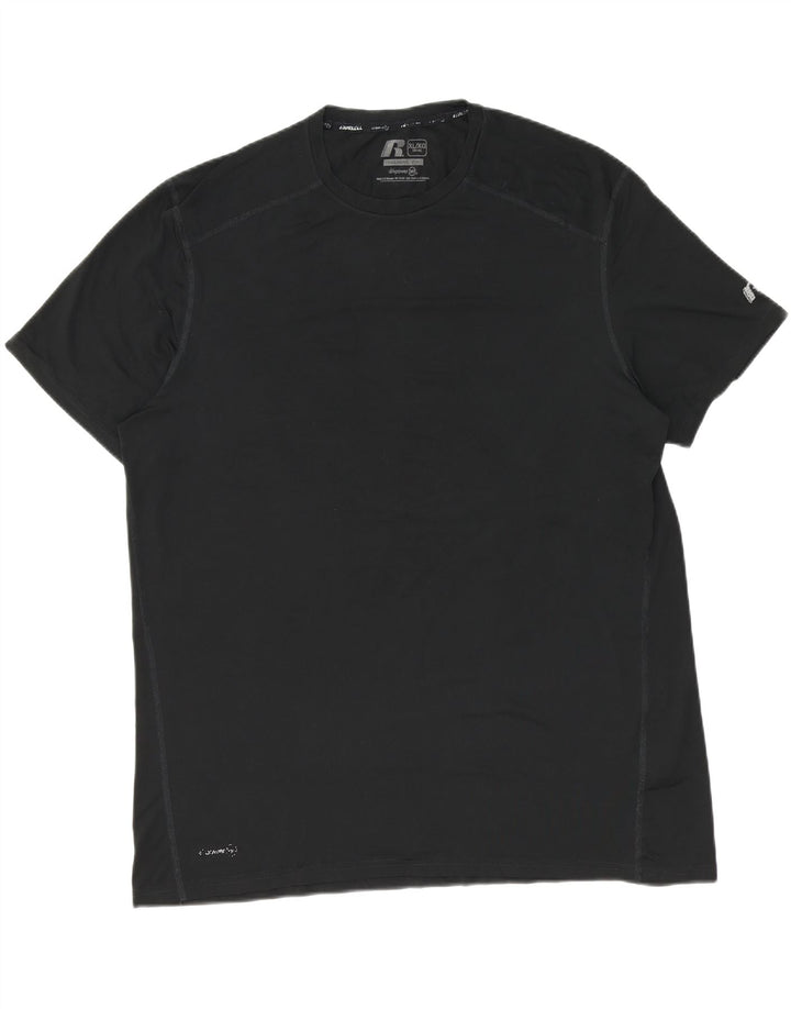 RUSSELL ATHLETIC Mens T-Shirt Top XL Black Polyester Vintage Russell Athletic and Second-Hand Russell Athletic from Messina Hembry 