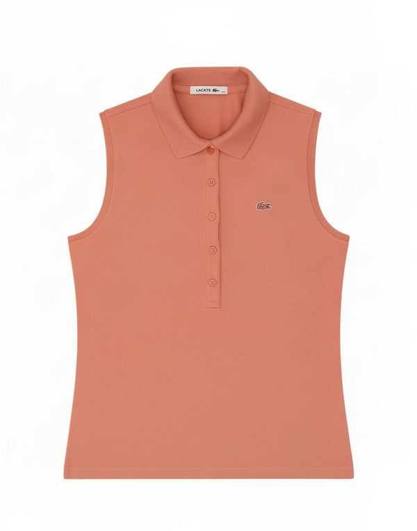 Lacoste Dame ærmeløs poloshirt EU 40 Medium Pink Bomuld