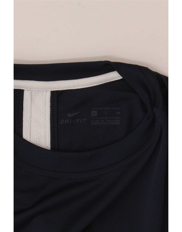 Nike Herre Dri Fit T-shirt Top Small Navy Blue Colourblock