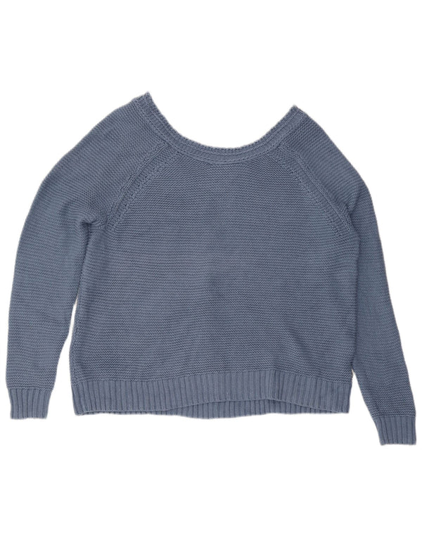 Roxy Womens Crop Oversized V-hals sweater UK 16 Large Blue Cotton