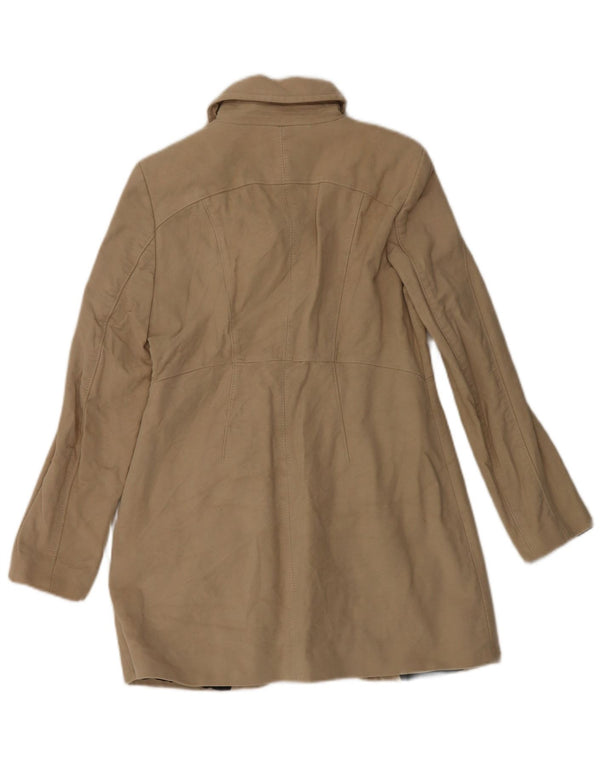 Zara Dame Overfrakke UK 14 Stor Beige Bomuld