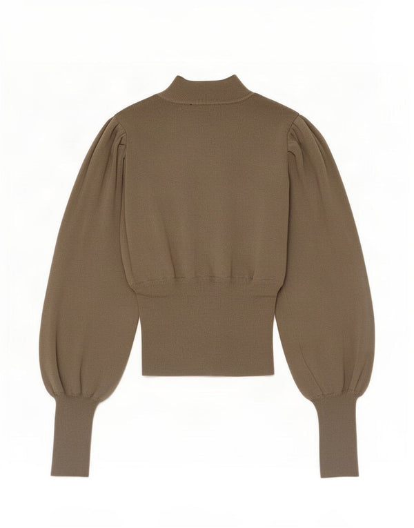 Zara Womens Crop Turtle Neck Jumper Sweater UK 8 Small Khaki Viscose