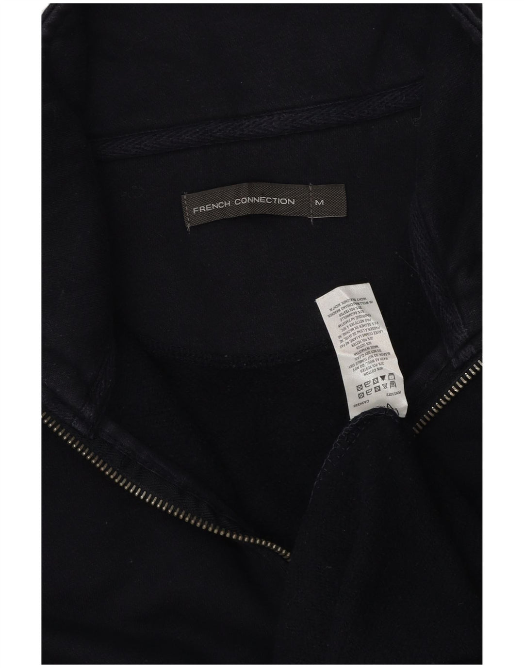 FRANSK FORBINDELSE Herre Zip Neck Sweatshirt Jumper Medium Navy Blue Bomuld