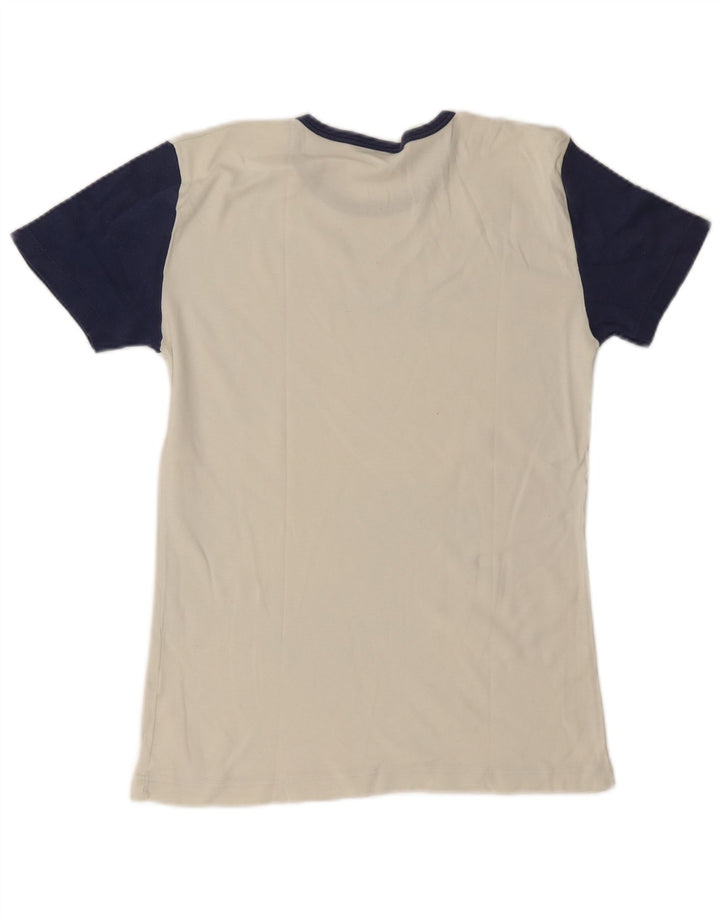Fila Herre grafisk T-shirt Top Medium Off White Colourblock Bomuld