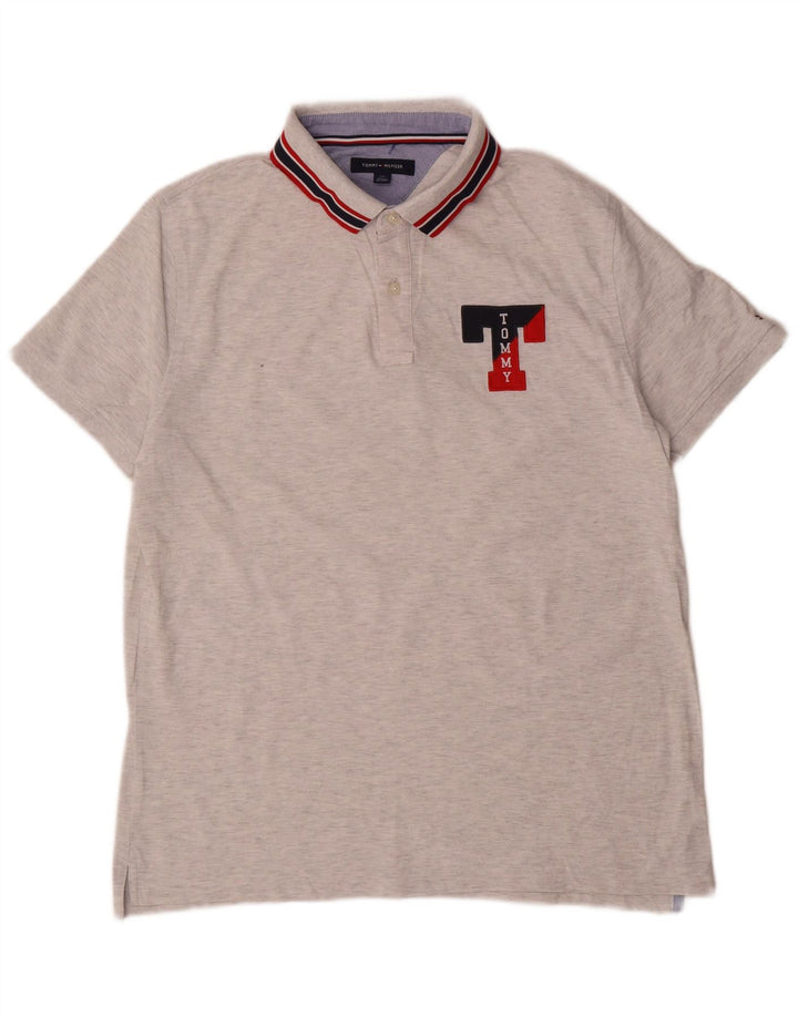 Tommy Hilfiger Herre Grafisk Polo Shirt Stor Grå Flecked
