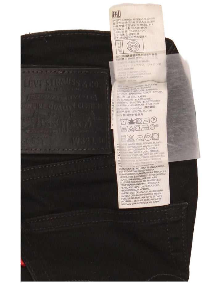LEVI'S Herre 511 Slim Jeans W32 L30 Sort Bomuld
