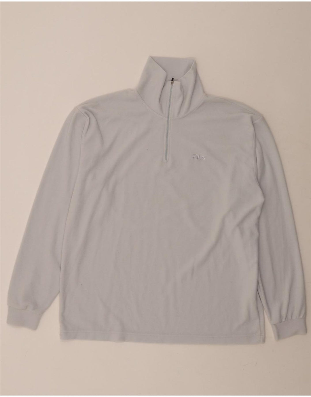 FILA Mens Zip Neck Fleece Jumper 2XL Blue Polyester Vintage Fila and Second-Hand Fila from Messina Hembry 