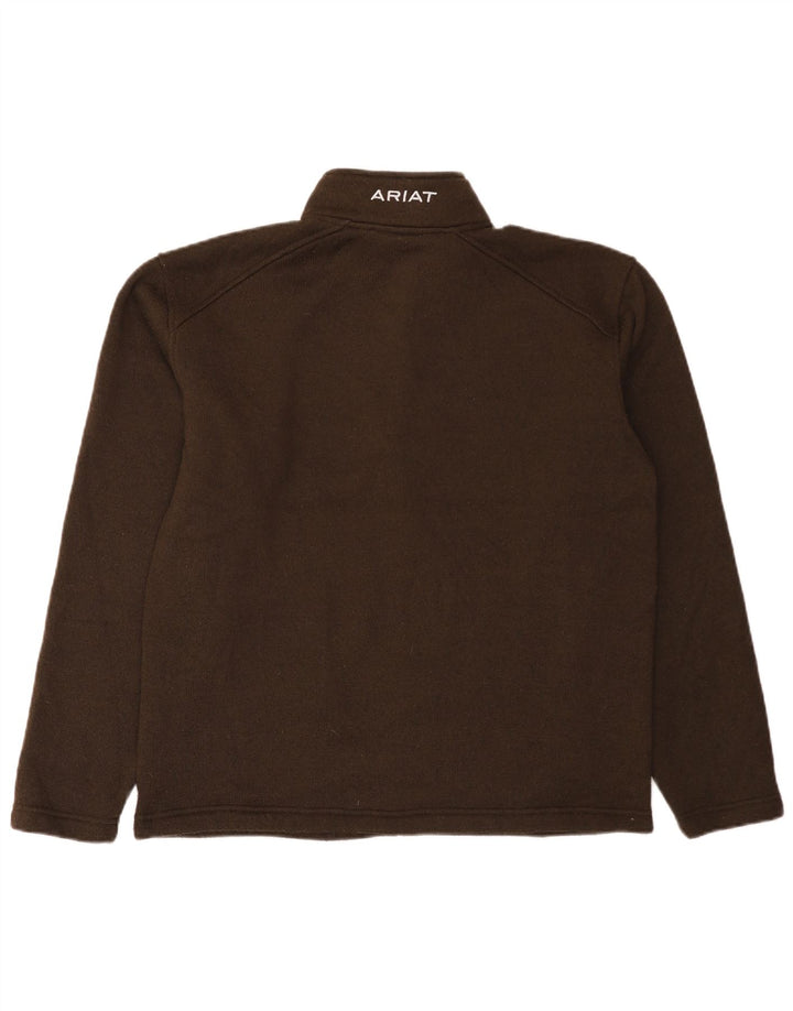 Ariat Herre Zip Neck Sweatshirt Jumper Large Brun Polyester