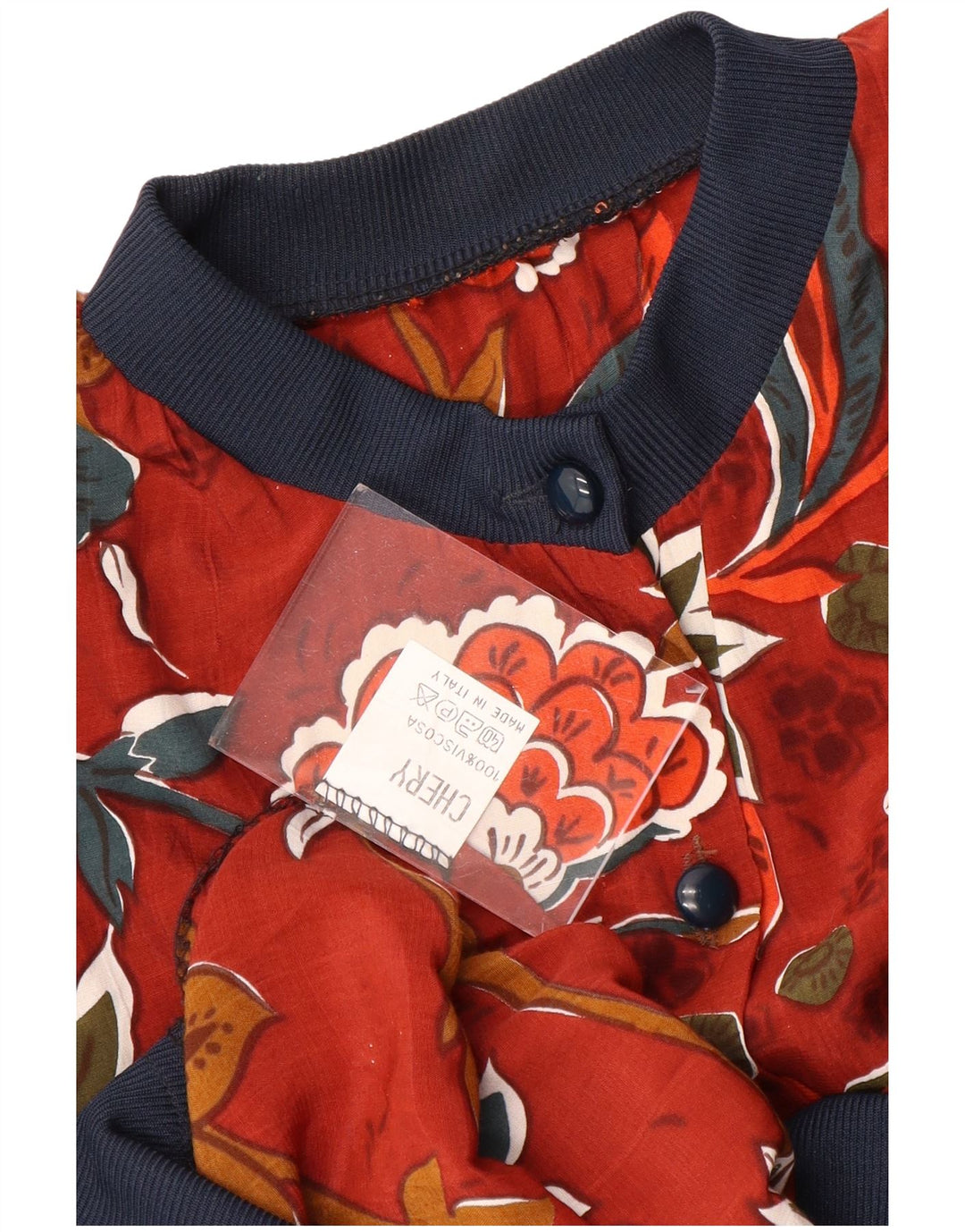 VINTAGE skjortebluse til kvinder UK 18 XL Rød blomsterviscose