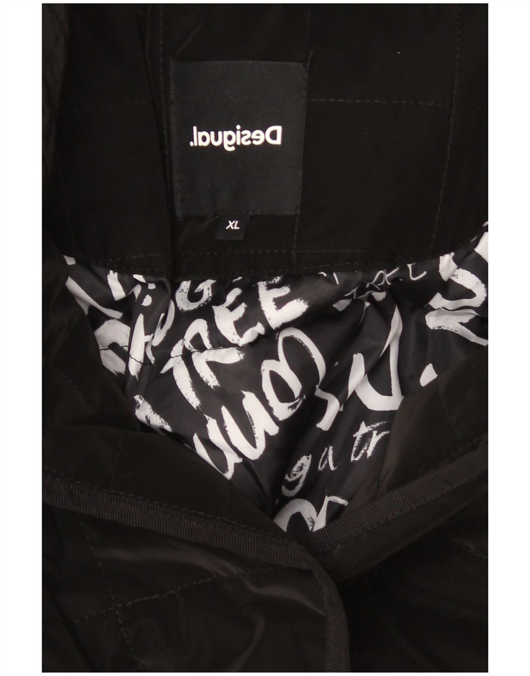 Desigual Quiltet Polstret Frakke til kvinder UK 18 XL Sort Polyester