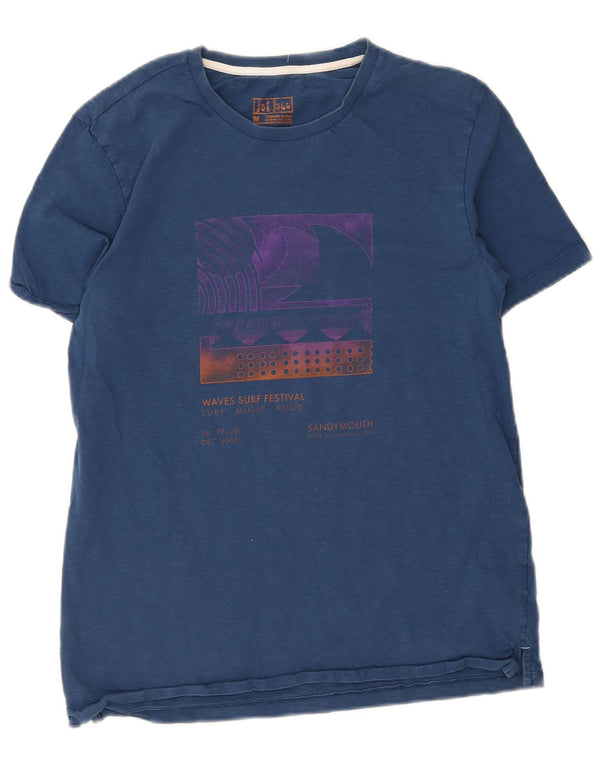 Fat Face Herre grafisk T-shirt Top Medium Blue Bomuld