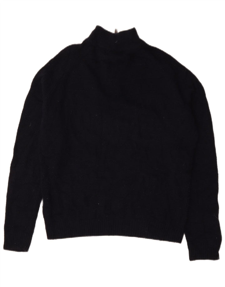 Marks & Spencer Herre sweater med lynlåshals mellem marineblå lammeuld