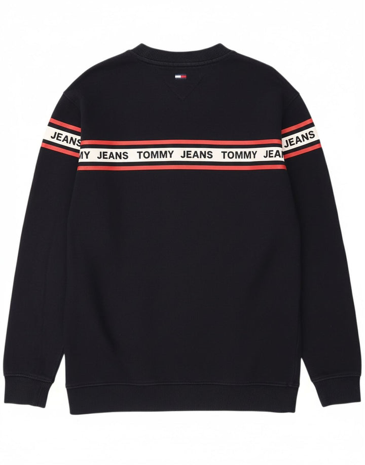 TOMMY HILFIGER Mens Relaxed Fit Sweatshirt Jumper Small Navy Blue Striped