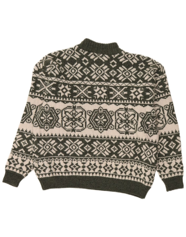 Bromley Herre Turtle Neck Jumper Sweater Large Green Fair Isle