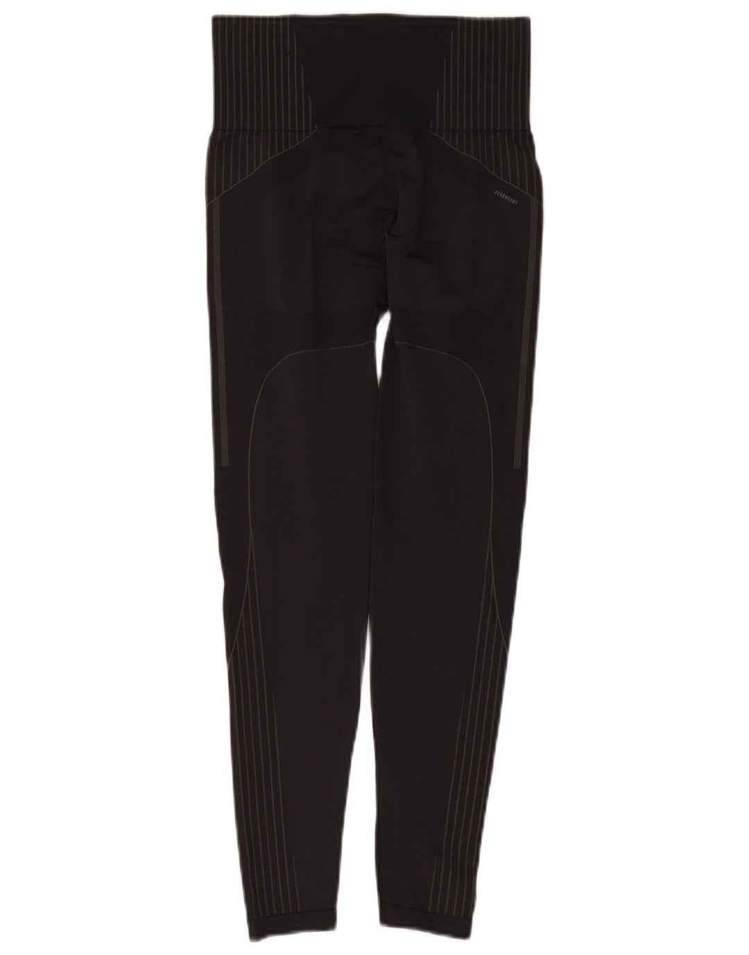 Adidas Womens Aeroready Leggings UK 8 Small Grey Pinstripe Polyamide