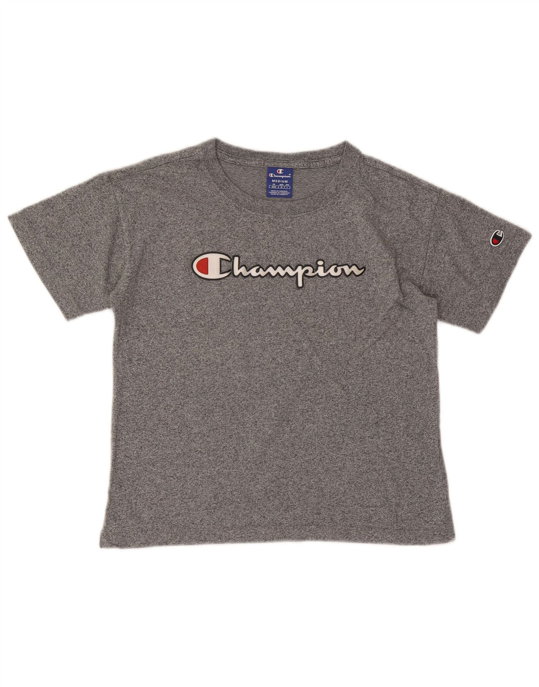 Champion Dame Grafisk T-Shirt Top UK 12 Medium Grå