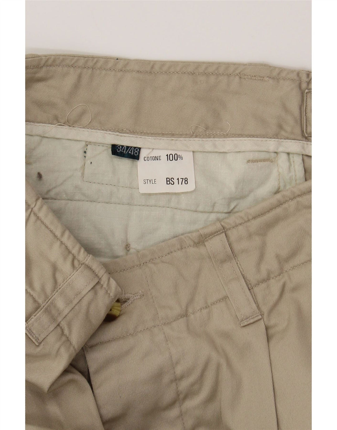 VINTAGE Mens Straight Cargo Trousers IT 48 Medium W34 L30 Beige Cotton Vintage Vintage and Second-Hand Vintage from Messina Hembry 