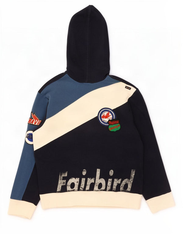 Energie Herre grafisk hættetrøje Jumper Stor marineblå Colourblock Bomuld