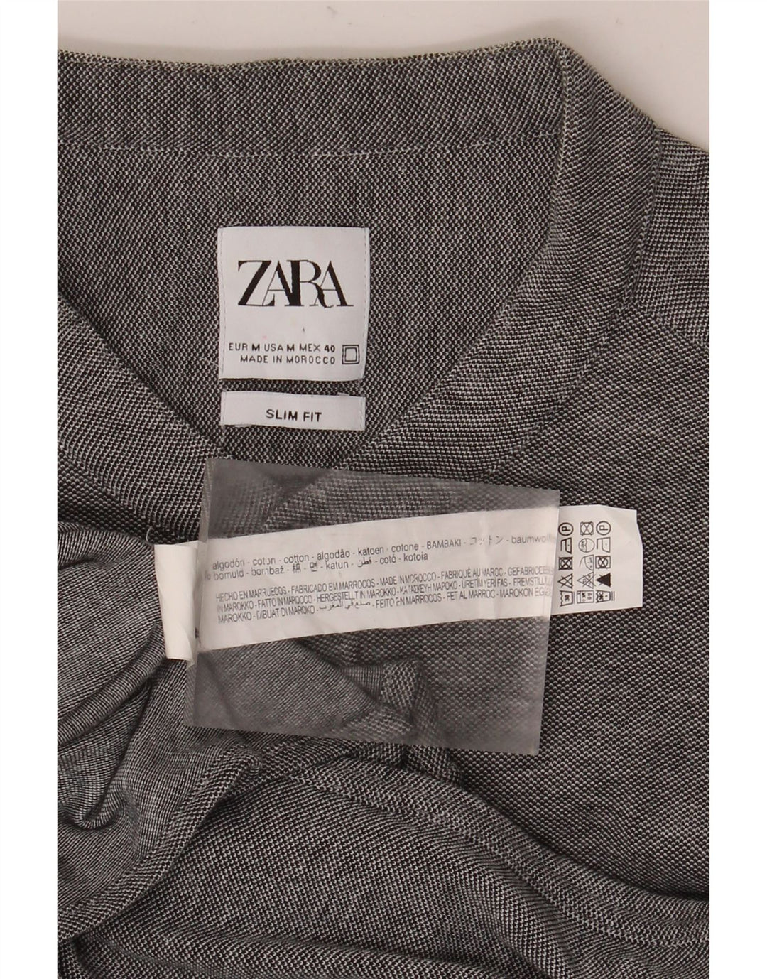 Zara Herre Slim Fit skjorte mellemgrå bomuld