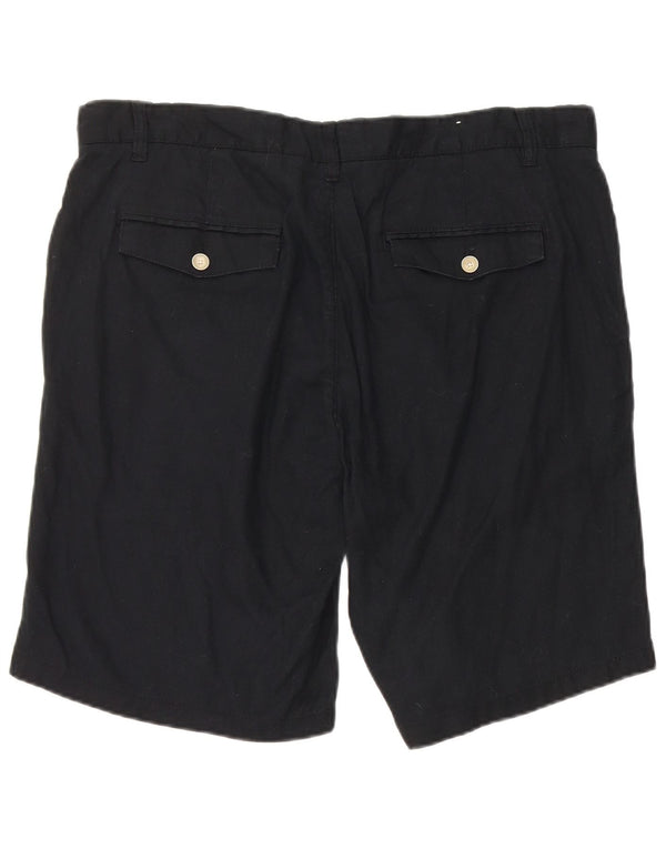 Zara Herre Chino Shorts EU 46 XL W36 Navy Blue Linen
