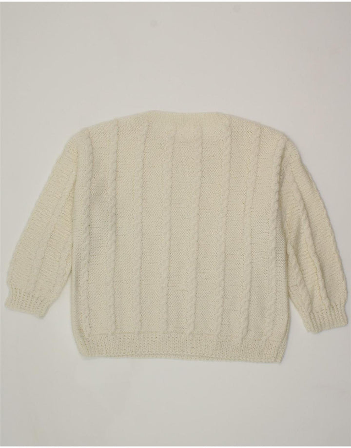 VINTAGE Womens Crew Neck Jumper Sweater UK 16 Large White Vintage Vintage and Second-Hand Vintage from Messina Hembry 