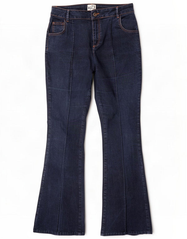 Reiss Dame Flared Jeans UK 12 Medium W30 L32 Navy Blue Cotton