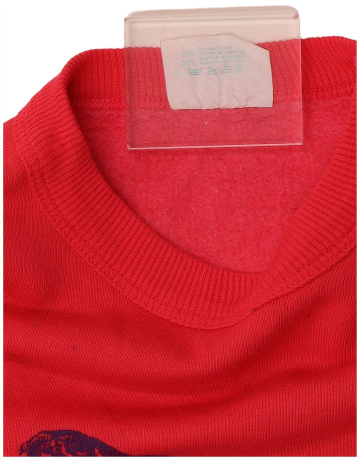 Vintage Herre Grafisk Sweatshirt Jumper Medium Pink Bomuld