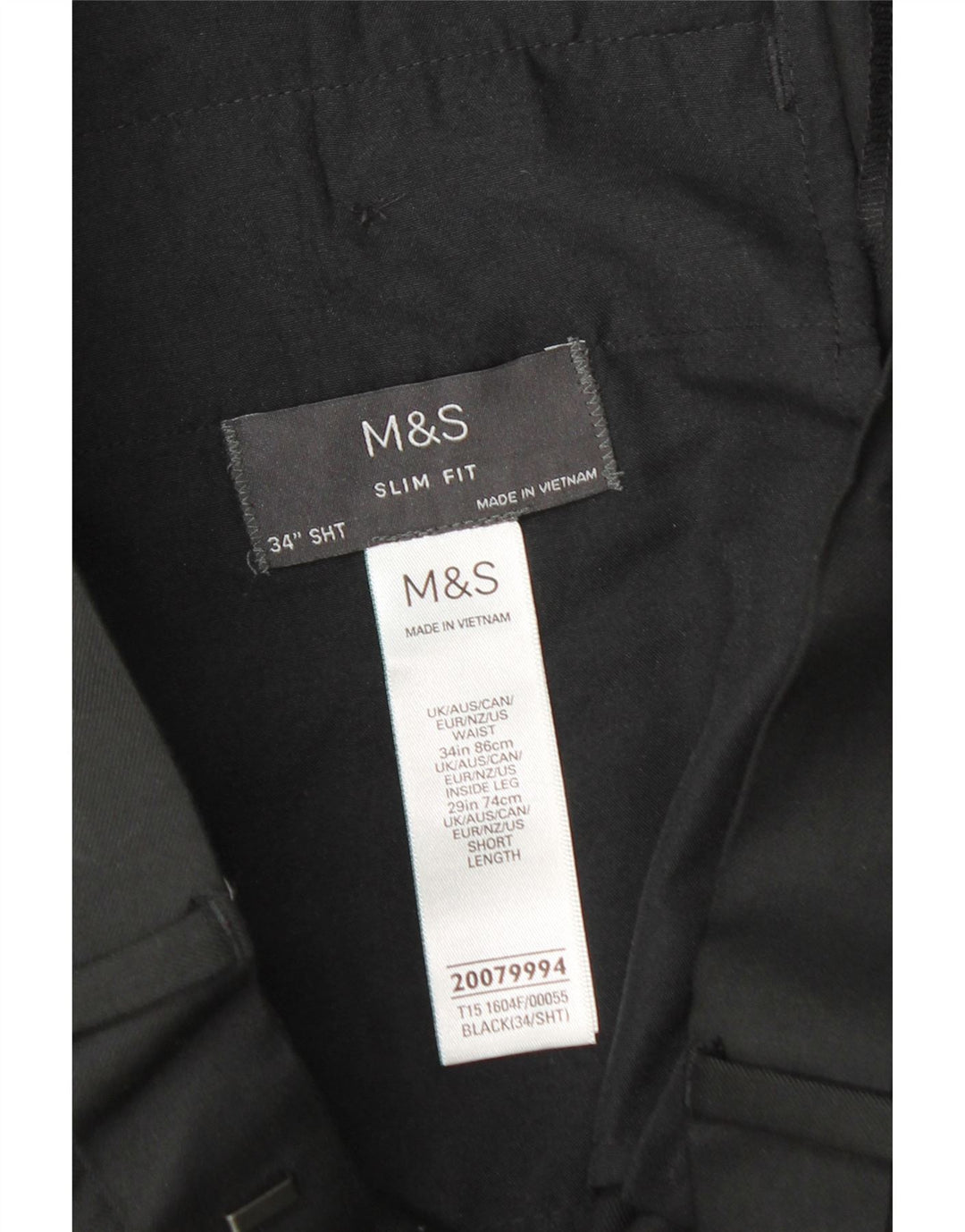 Marks & Spencer Herre Slim Fit Suit Bukser W34 L29 Sort Polyester