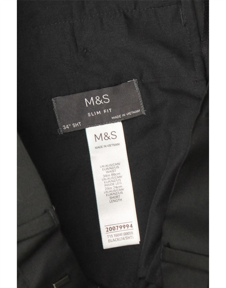 Marks & Spencer Herre Slim Fit Suit Bukser W34 L29 Sort Polyester