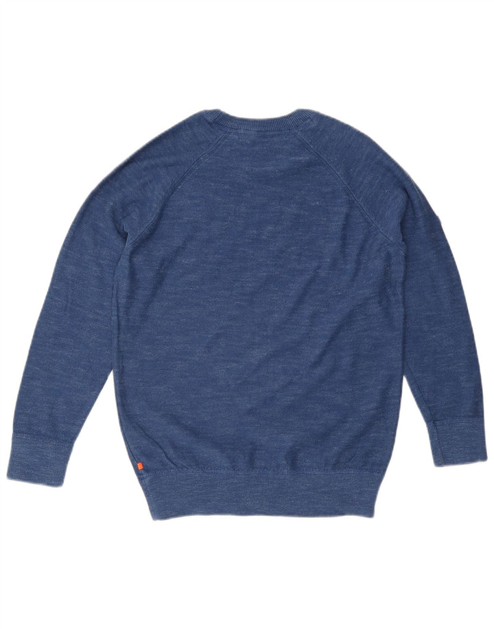 SUPERDRY sweater med rund hals til mænd mellemblå flækket bomuld