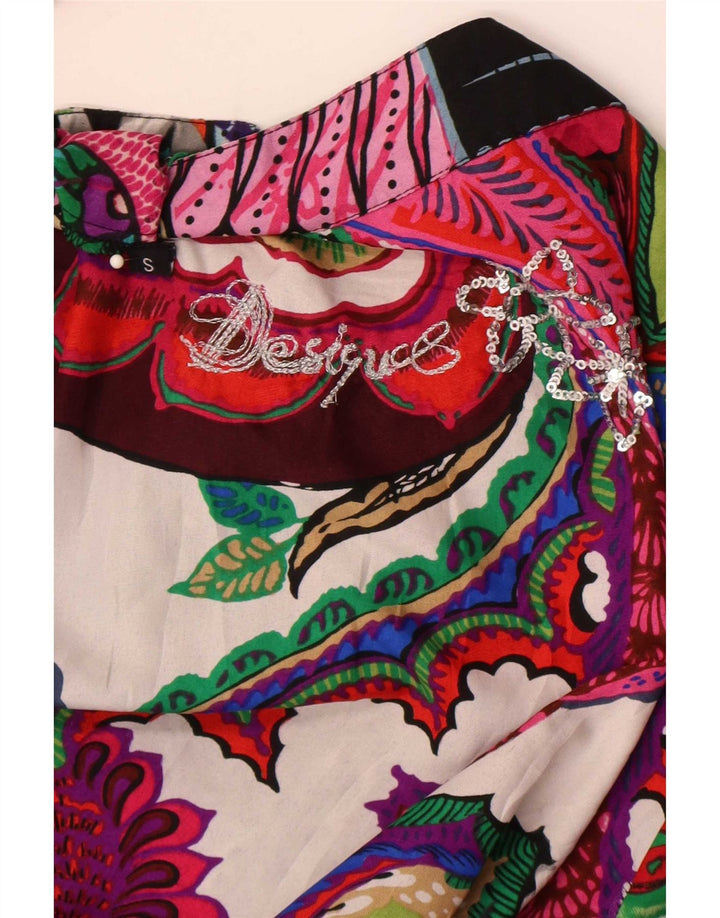 Desigual Dame Pullover Shirt Bluse UK 10 Small Multicolored Patchwork
