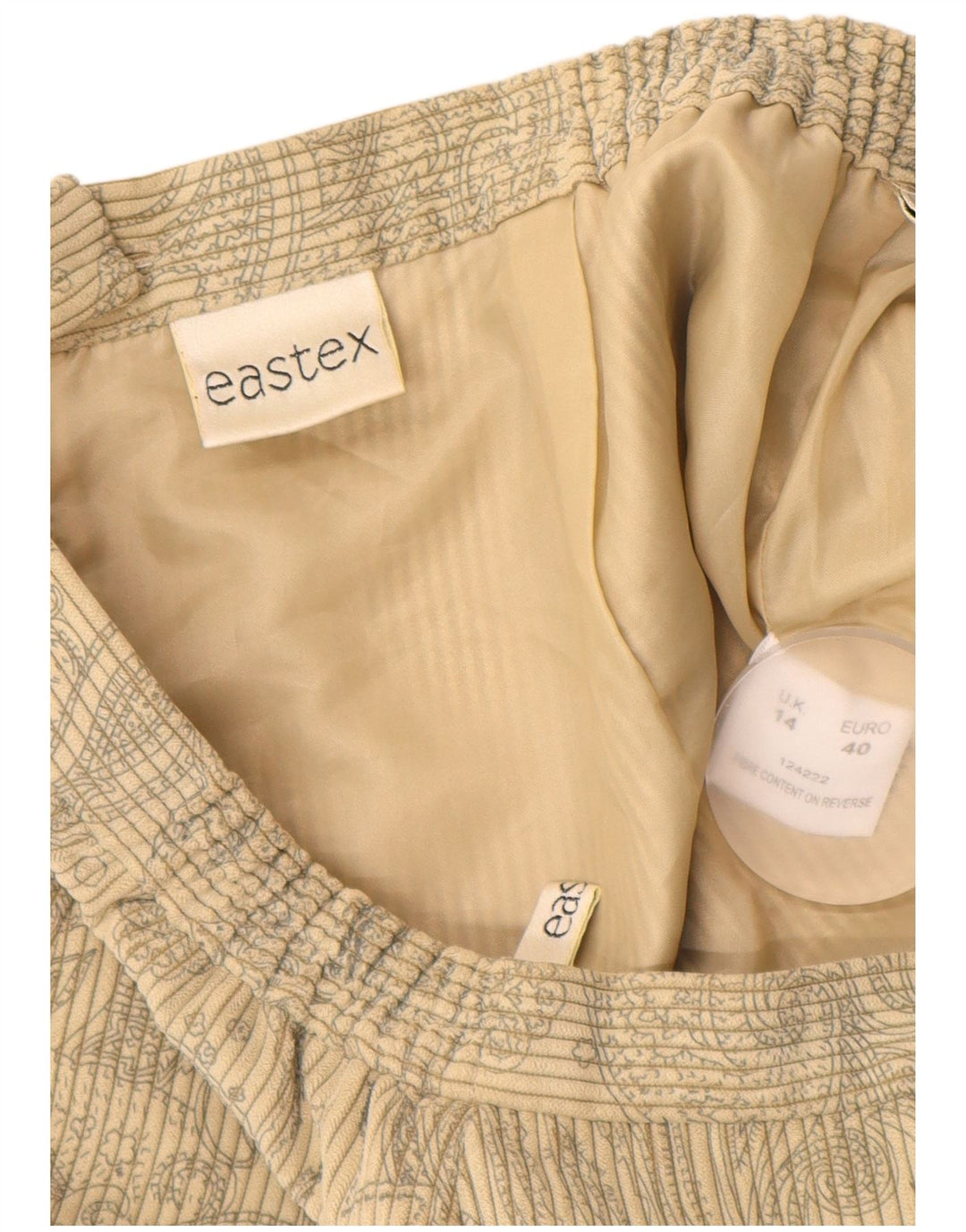 EASTEX Womens Corduroy lige nederdel UK 14 Medium Beige Floral Polyester