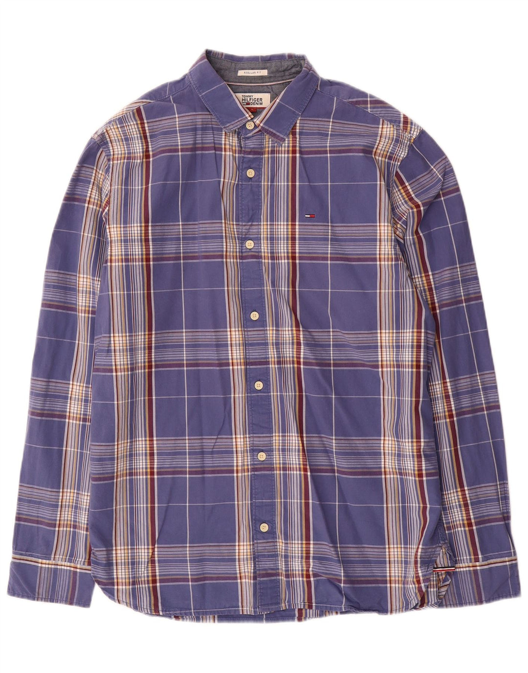 Tommy Hilfiger Herre Regular Fit skjorte Stor blå ternet bomuld