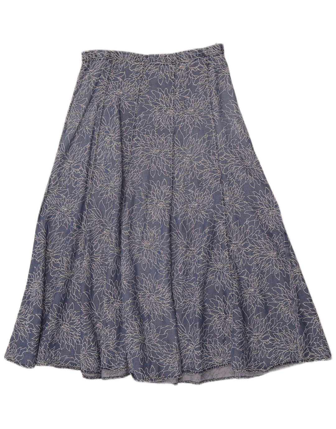 Marks & Spencer Dame Denim Flared Skirt W28 Medium Blue Floral
