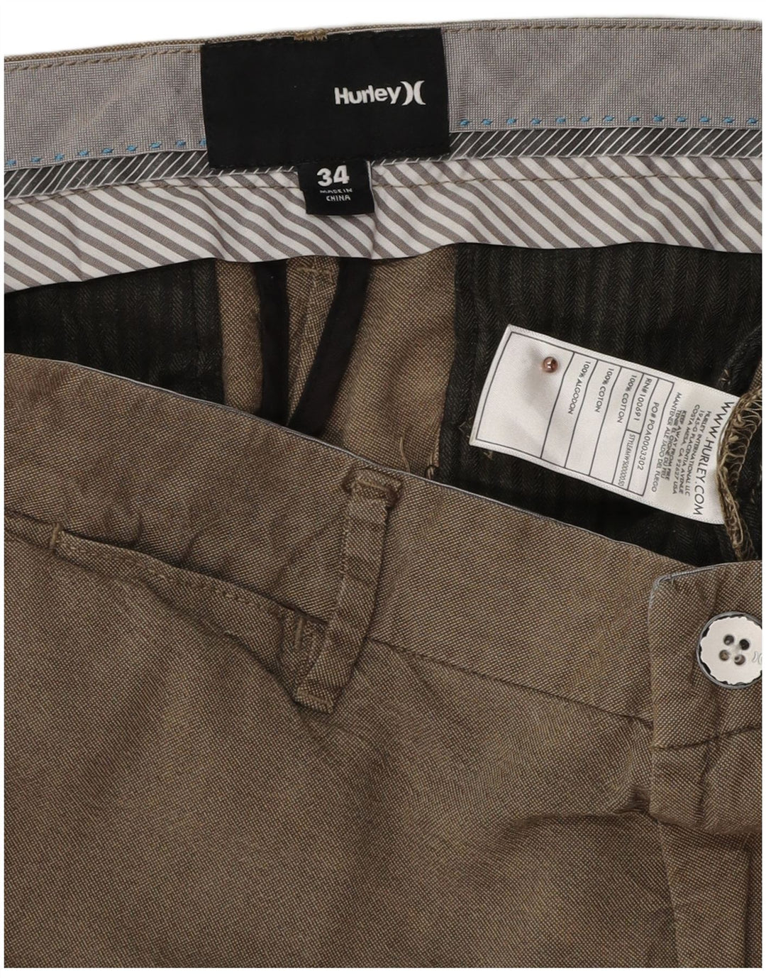 HURLEY Chino Shorts til mænd W34 Large Beige Bomuld