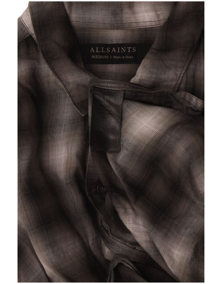 All Saints Herre kortærmet skjorte mellemgrå ternet Lyocell